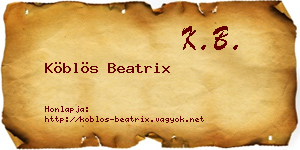 Köblös Beatrix névjegykártya
